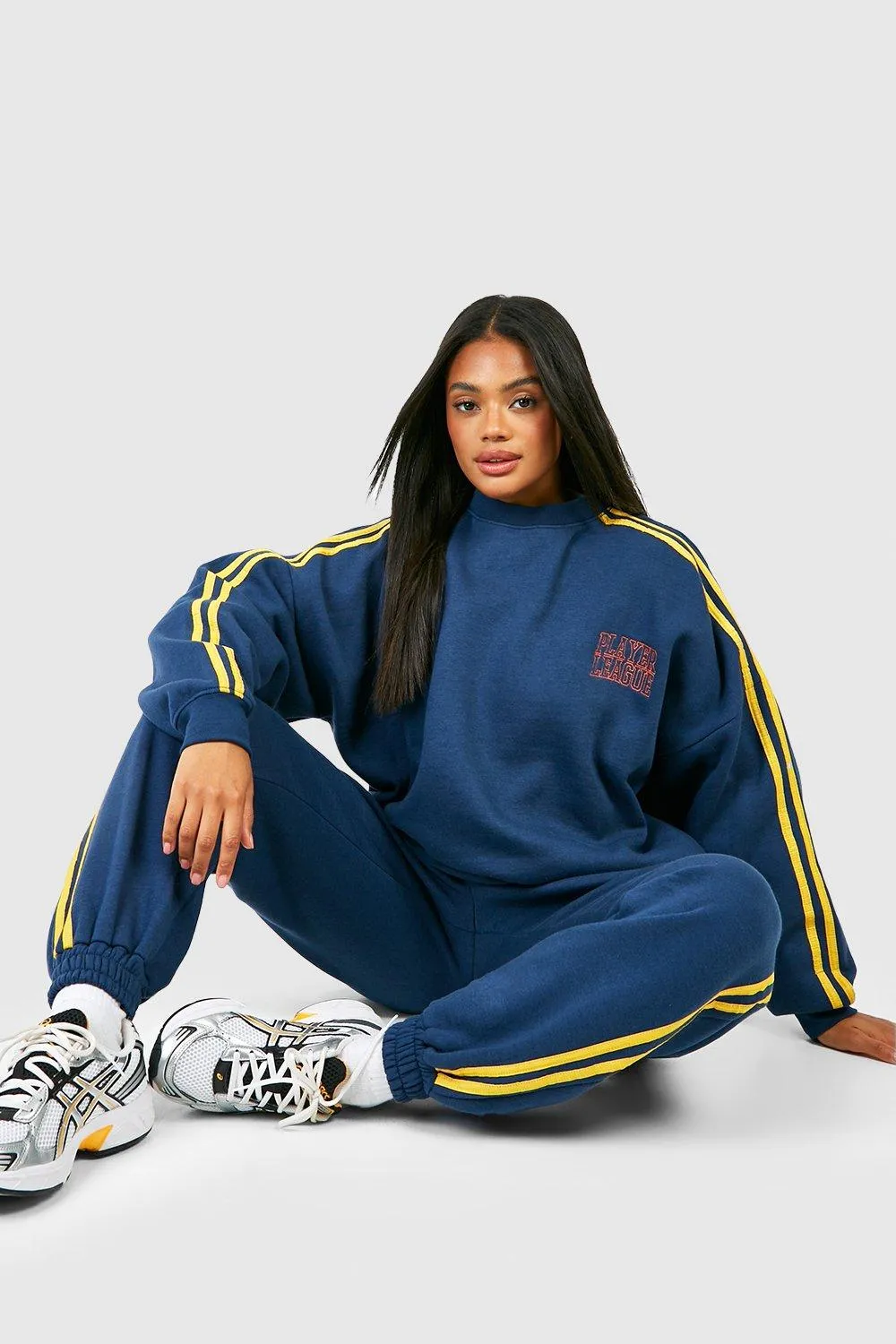 Tracksuits | Towelling Applique Slogan Sweatshirt Tracksuit | boohoo