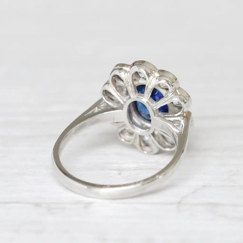 Vintage Style 1.70 Carat Sapphire and Diamond Cluster