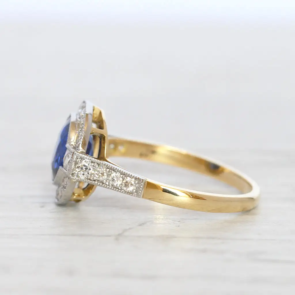 Vintage Style 2 Carat Sapphire and Diamond Cluster