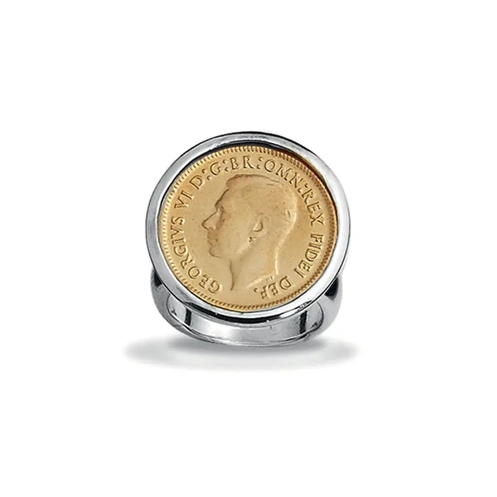 Von Treskow YELLOW GOLD SIXPENCE COIN RING