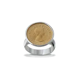 Von Treskow YELLOW GOLD THREEPENCE COIN RING