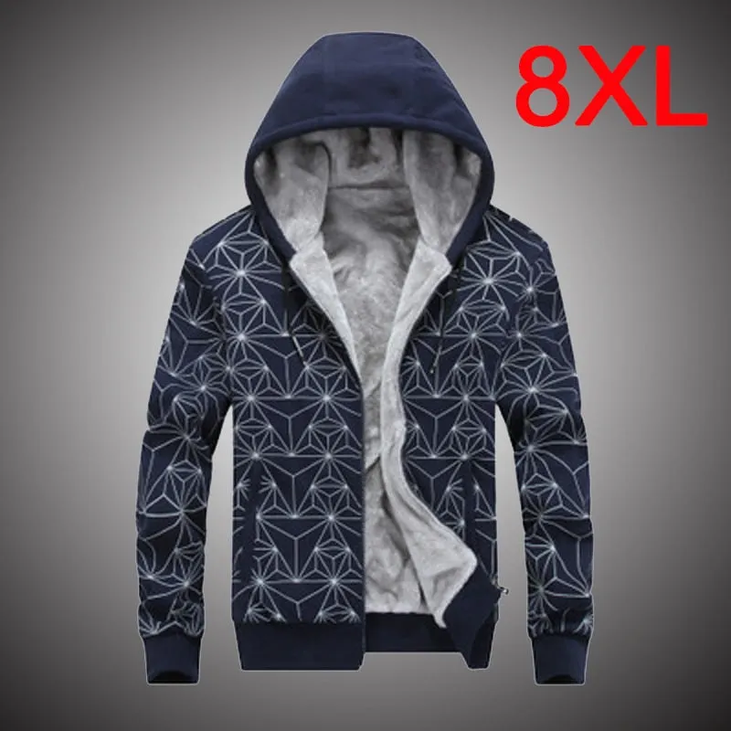 Winter Hoodies Mens Inner Fleece Plus Size 8XL Tracksuits