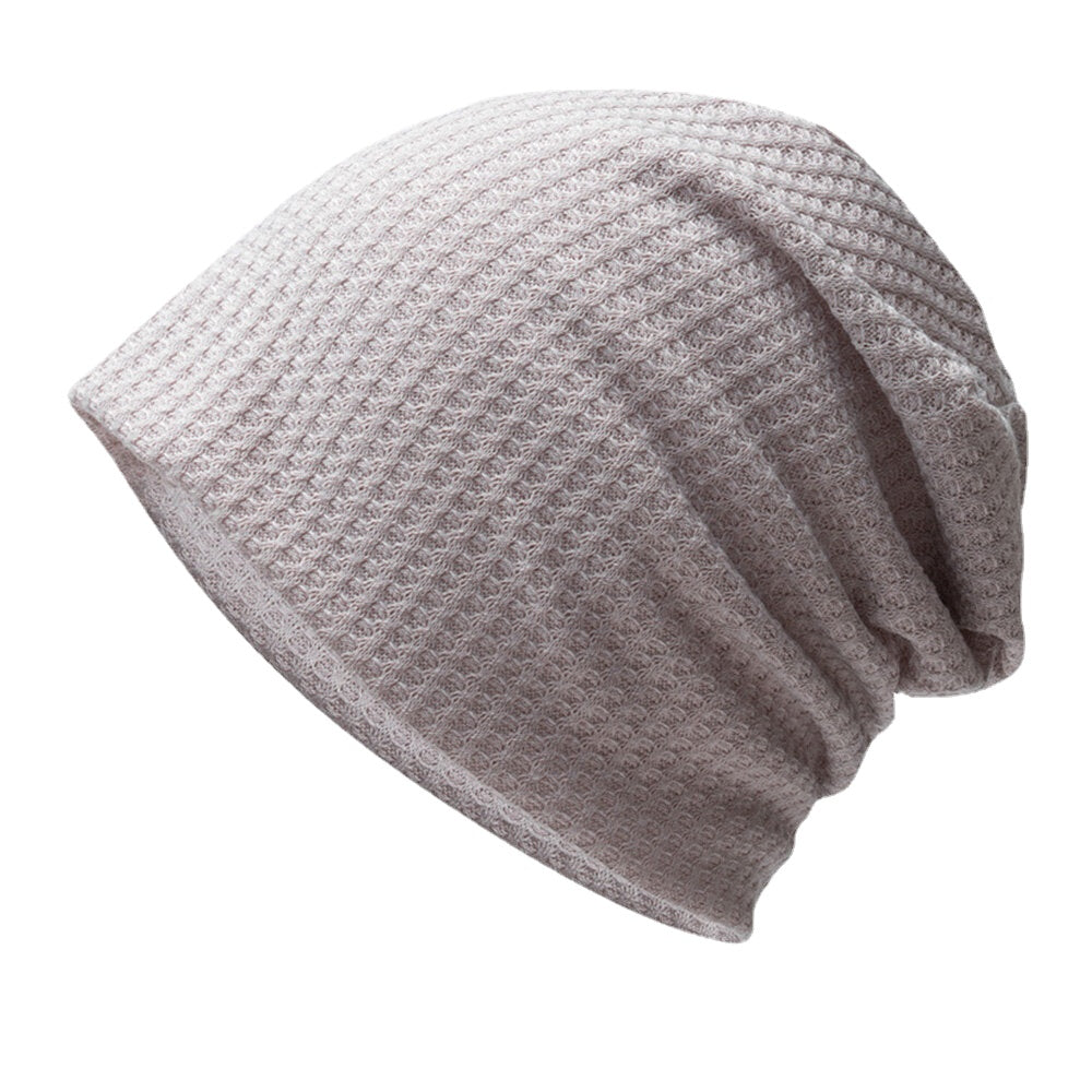 Women Autumn Winter Warmth Plaid Pattern Knitted Hat Baotou Hat Soft Breathable Elastic Adjustable Bonnet Hat Beanie Hat