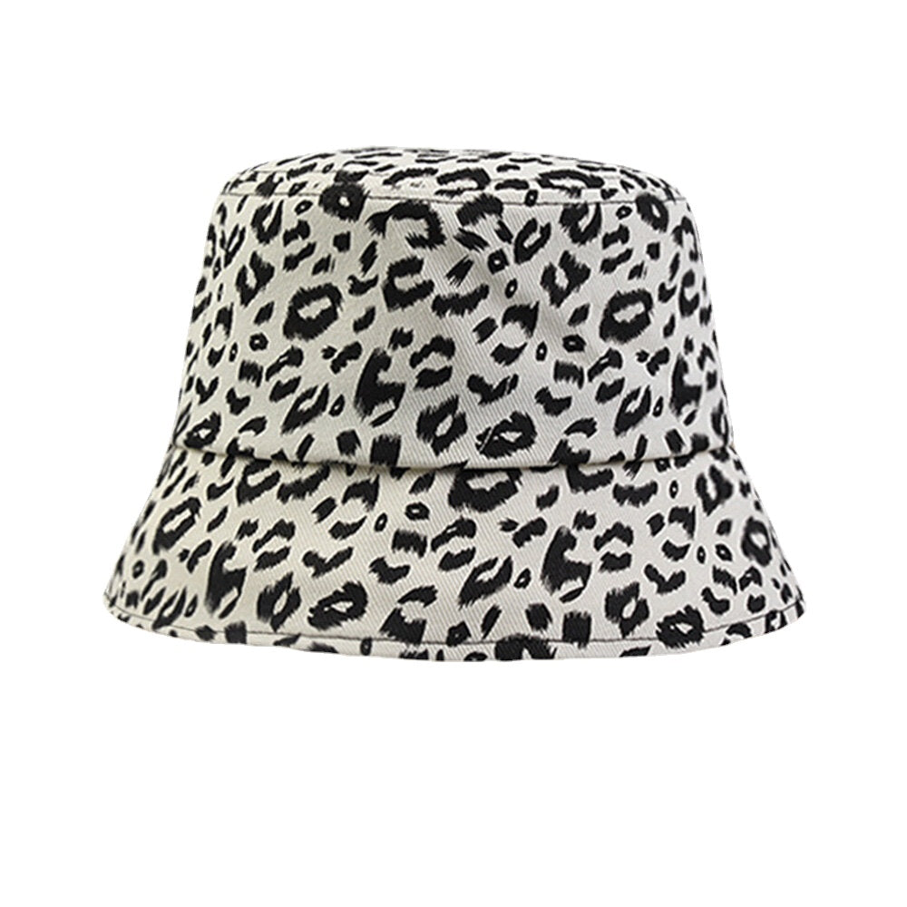 Women Cotton Leopard Pattern Print Fashion All-match Sunscreen Bucket Hat