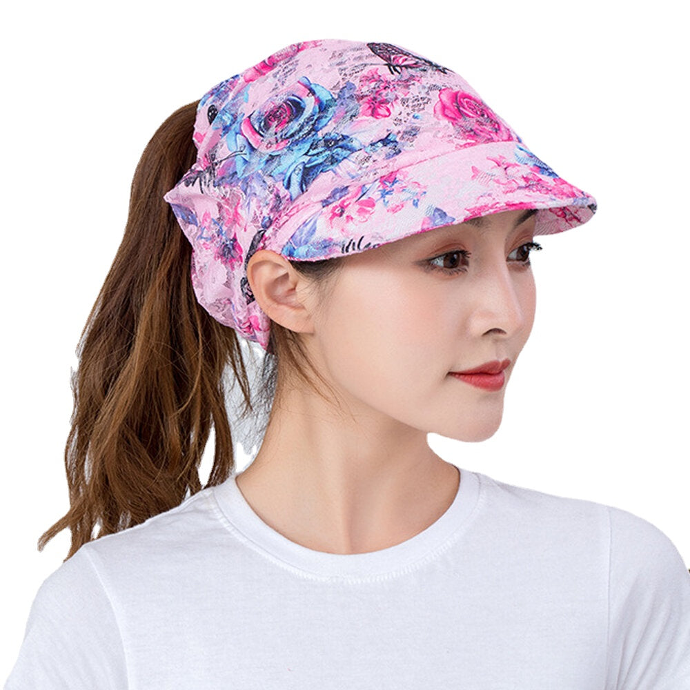 Women Multifunction Sunscreen Outdoor Riding UV Protection Colorful Sun Hat Visor Hat