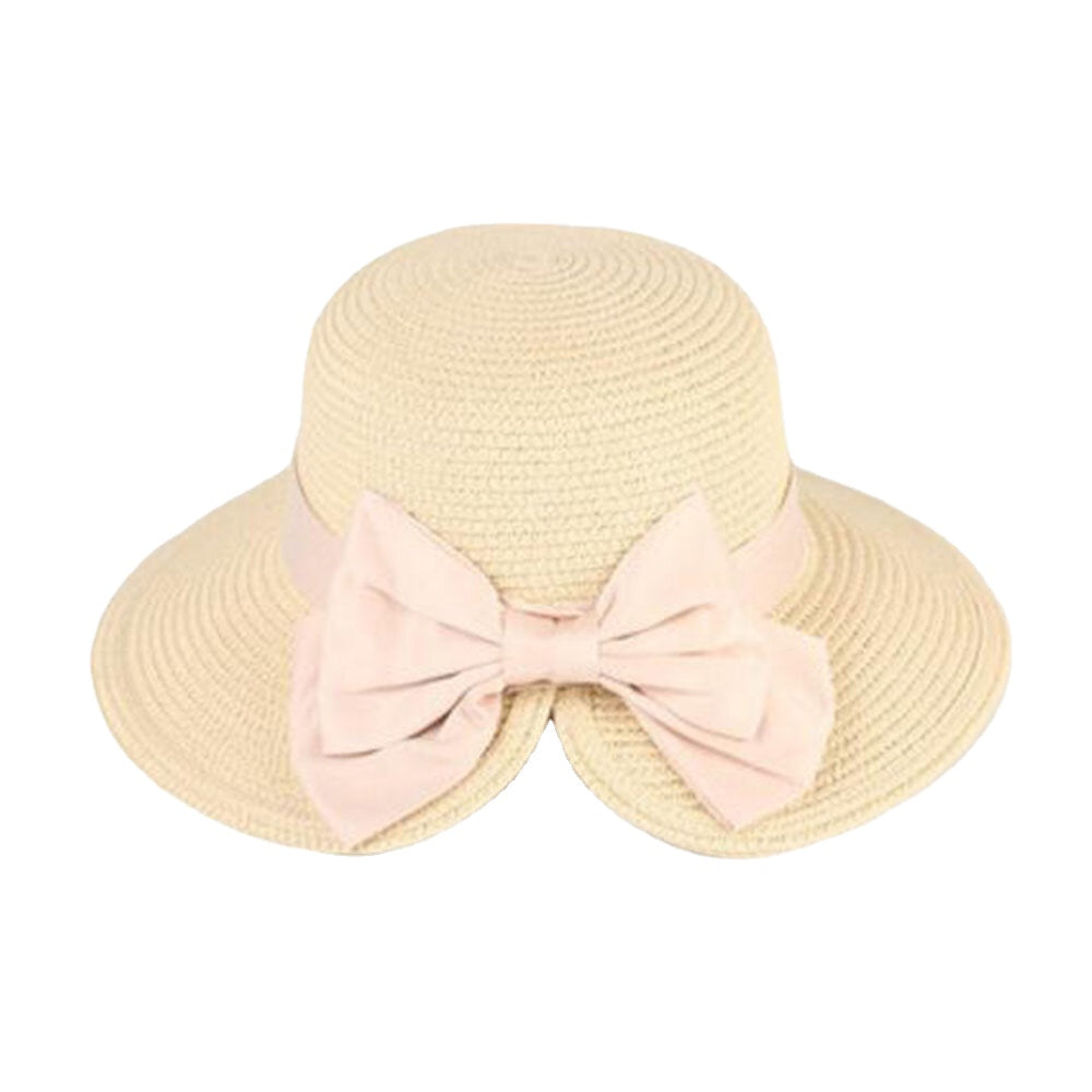 Women Rear Split Design Three-dimensional Hat Brim Straw Hat Big Bow Decoration Foldable Breathable Outdoor Casual Sunshade Buck