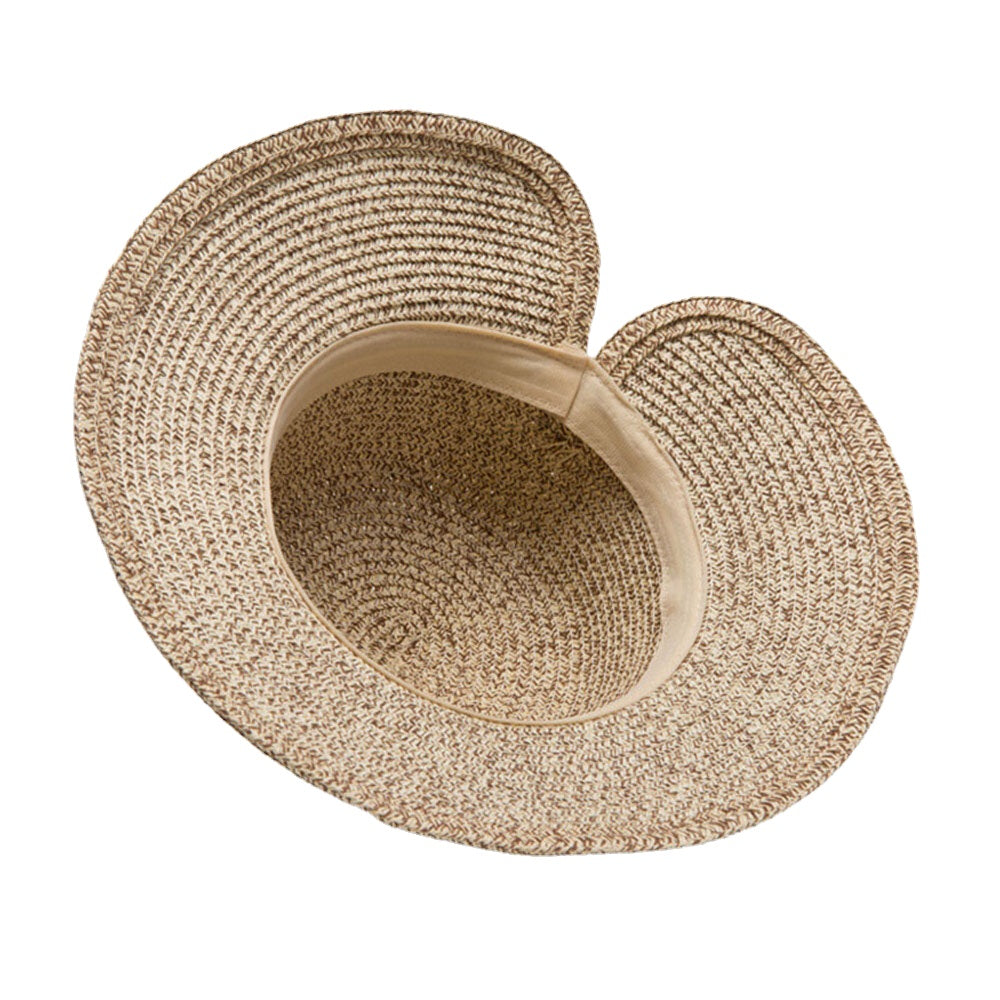 Women Rear Split Design Three-dimensional Hat Brim Straw Hat Big Bow Decoration Foldable Breathable Outdoor Casual Sunshade Buck