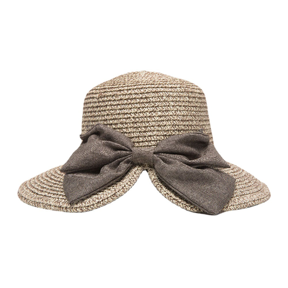 Women Rear Split Design Three-dimensional Hat Brim Straw Hat Big Bow Decoration Foldable Breathable Outdoor Casual Sunshade Buck