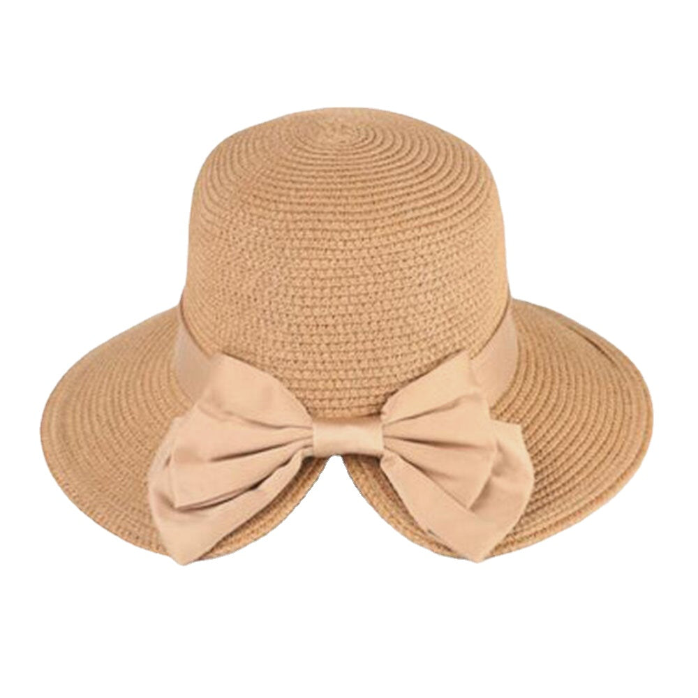 Women Rear Split Design Three-dimensional Hat Brim Straw Hat Big Bow Decoration Foldable Breathable Outdoor Casual Sunshade Buck