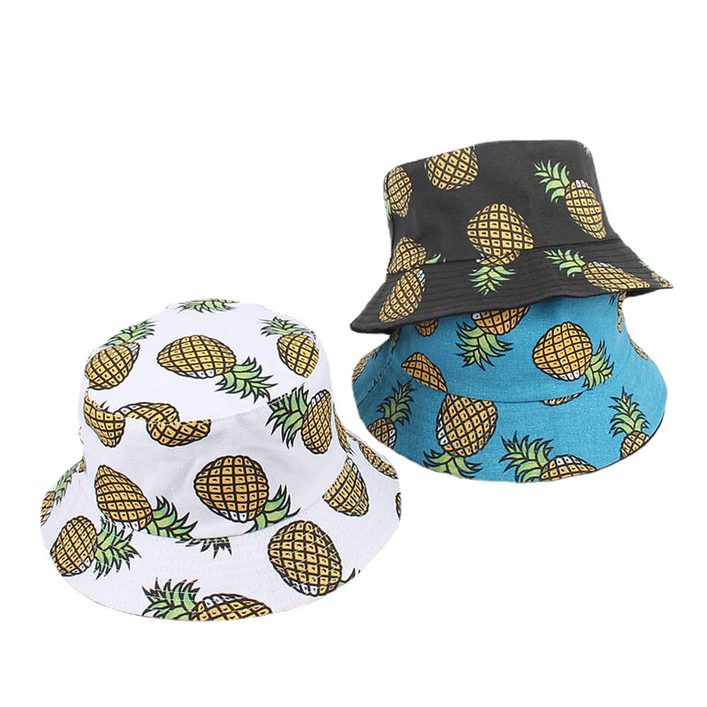 Women Summer Causal Banana Pineapple Fruit Printed Bucket Hat Sunshade Fisherman Caps