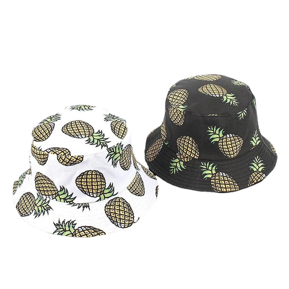 Women Summer Causal Banana Pineapple Fruit Printed Bucket Hat Sunshade Fisherman Caps