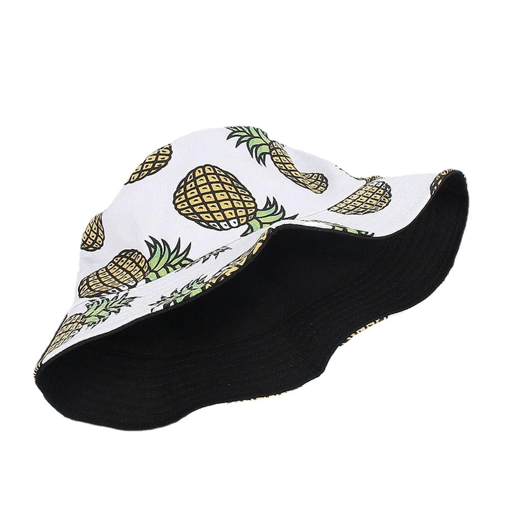 Women Summer Causal Banana Pineapple Fruit Printed Bucket Hat Sunshade Fisherman Caps