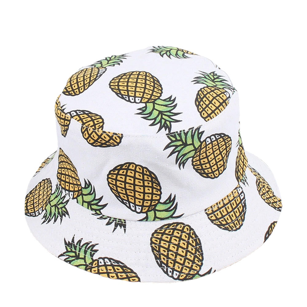 Women Summer Causal Banana Pineapple Fruit Printed Bucket Hat Sunshade Fisherman Caps