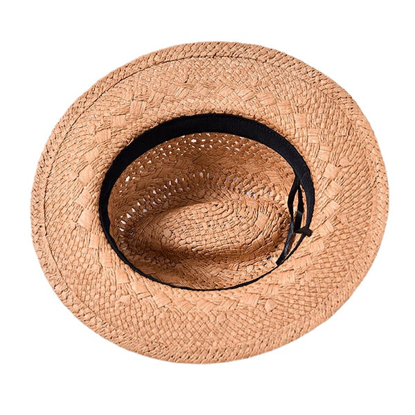 Women Summer Foldable Sunscreen Jazz Beach Hat Straw Hollow Breathable Sun Caps