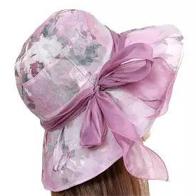 Women Summer Sun Hat Flowers Inkjet Wide Brim Floppy Bucket Hat Beach Travel Visor Hat