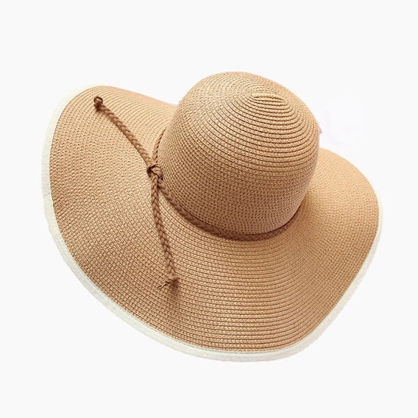 Women Summer Wide Birm Bucket Straw Hat Outdoor Travel Sunshade Visor Beach Hat