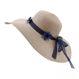 Women With String Foldable Flower Sunscreen Bucket Straw Hat Outdoor Casual Travel Beach Floppy Hat