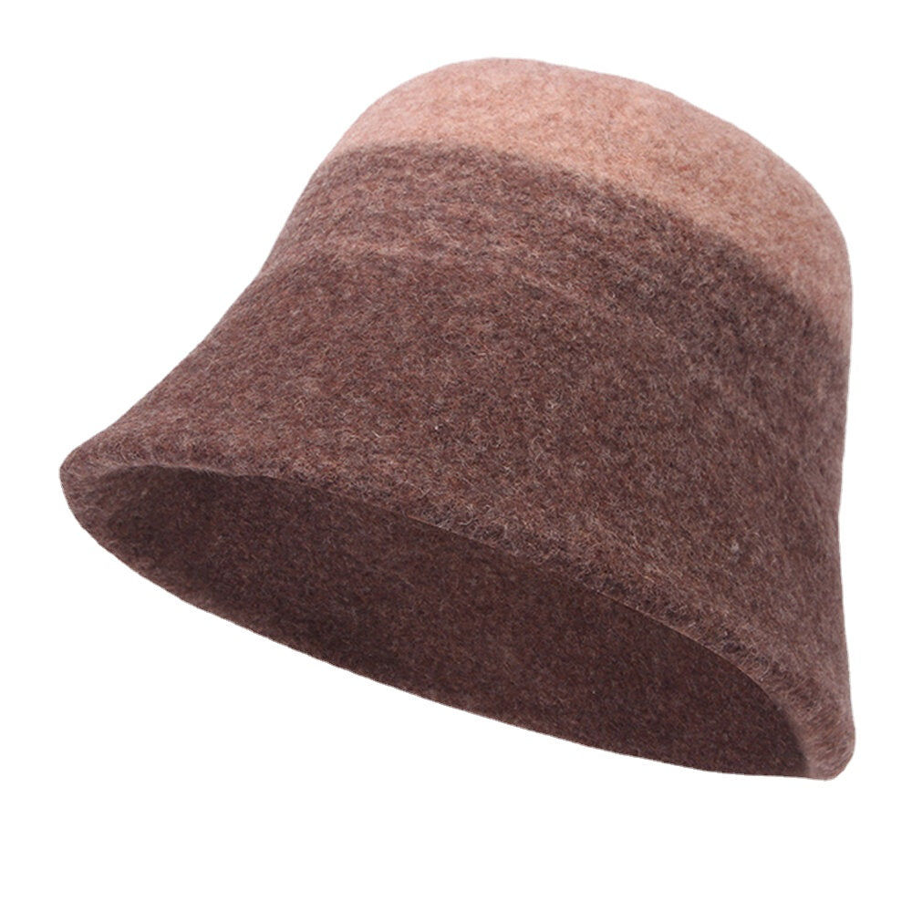 Women Woolen Double-sided Wear Short Brim Bucket Hat Outdoor Windproof Warm Bell-shape Fisherman Hat