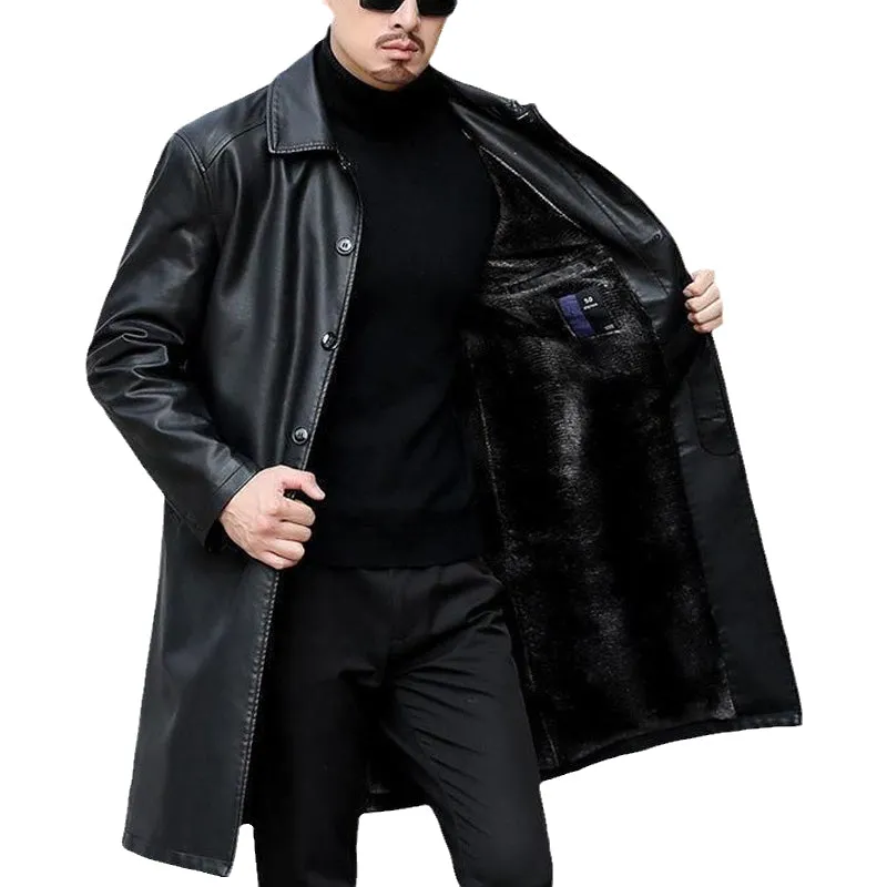 Xituodai New Trench Coats Men Leather Trench Coat Casaco Masculino X-Long Trench Jackets  Fashion Trench Outerwear Coat Jaqueta 